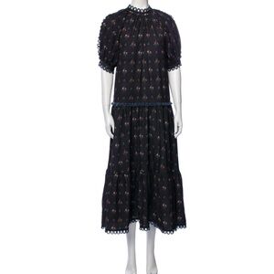 SALE RHODE. Aderyn Dress in Needlepoint Bouquet Black